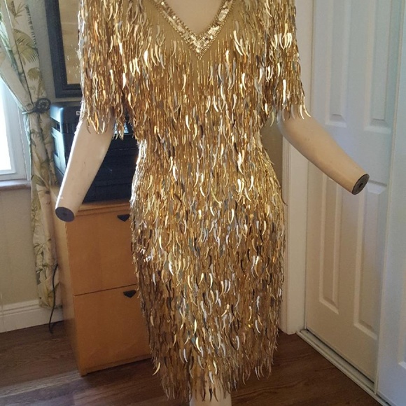 vintage gold sequin dress